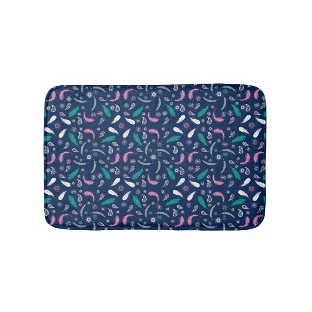 ethnic feathers bohemian pattern bath mat (Front)