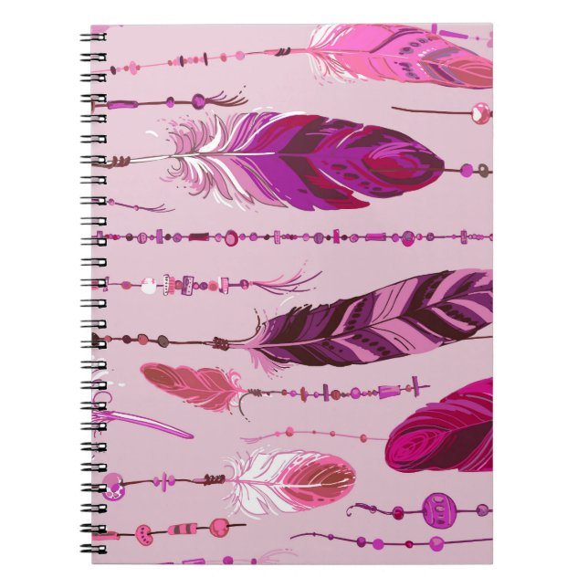 Ethnic Feathers: Bright Colored Pattern. Notebook (Front)