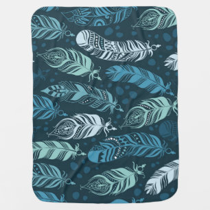 Ethnic Feathers: Colorful Seamless Pattern. Baby Blanket