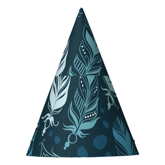 Ethnic Feathers: Colorful Seamless Pattern. Party Hat (Front)