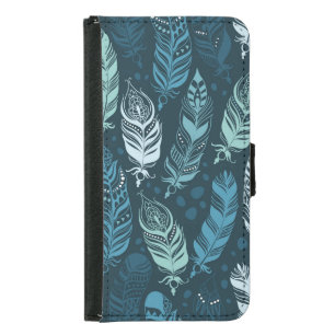 Ethnic Feathers: Colorful Seamless Pattern. Samsung Galaxy S5 Wallet Case