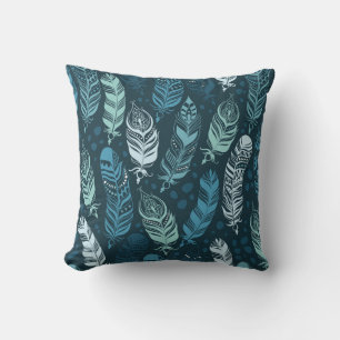 Ethnic Feathers: Colorful Seamless Pattern. Throw Pillow