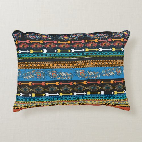 Ethnic Feathers Embroidery Boho Chic Accent Pillow