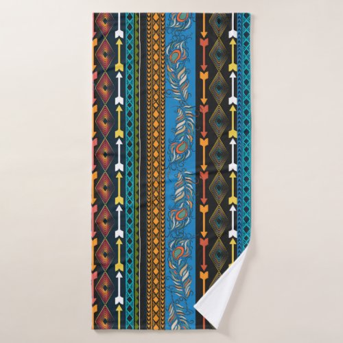 Ethnic Feathers Embroidery Boho Chic Bath Towel