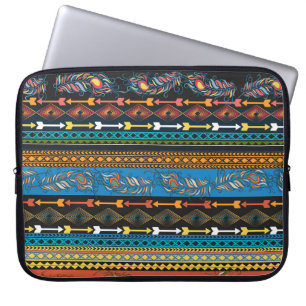 Ethnic Feathers: Embroidery Boho Chic Laptop Sleeve