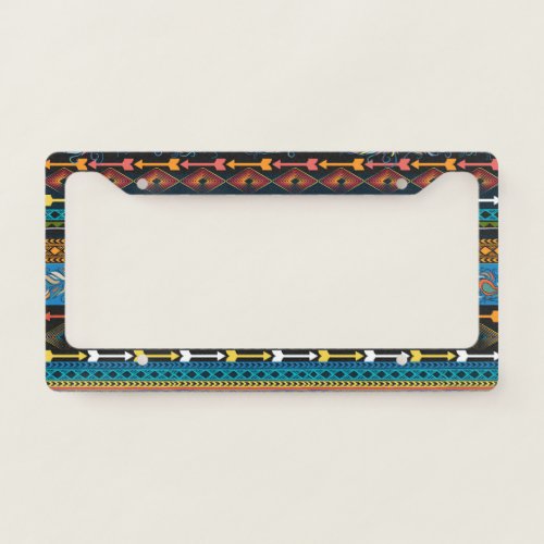 Ethnic Feathers Embroidery Boho Chic License Plate Frame