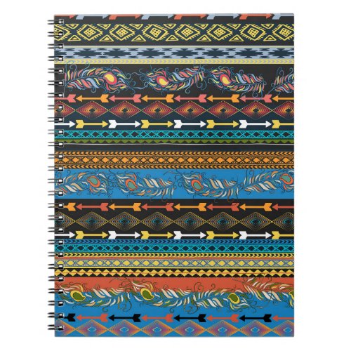 Ethnic Feathers Embroidery Boho Chic Notebook