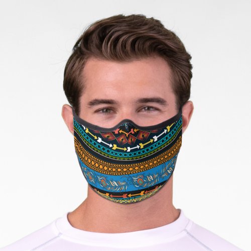Ethnic Feathers Embroidery Boho Chic Premium Face Mask