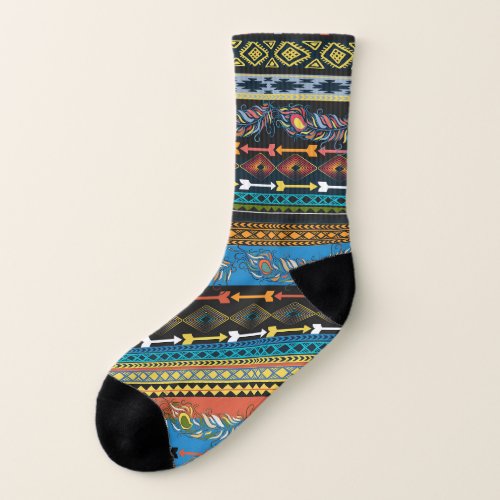 Ethnic Feathers Embroidery Boho Chic Socks