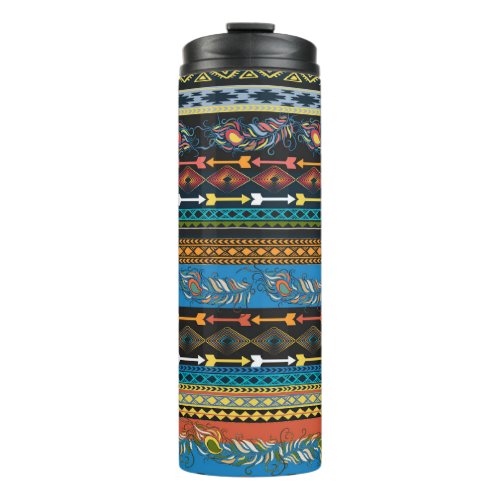 Ethnic Feathers Embroidery Boho Chic Thermal Tumbler