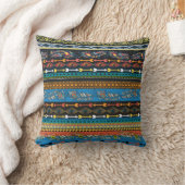 Ethnic Feathers: Embroidery Boho Chic Throw Pillow (Blanket)