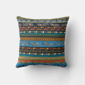 Ethnic Feathers: Embroidery Boho Chic Throw Pillow (Back)