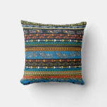 Ethnic Feathers: Embroidery Boho Chic Throw Pillow