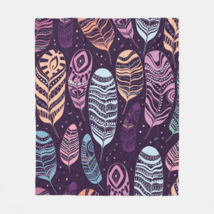 Ethnic feathers seamless pattern. fleece blanket