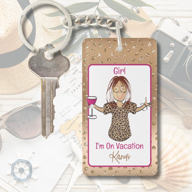 Ethnic Female Cartoon Vacation Funny Saying Gift Keychain (Creator Uploaded)