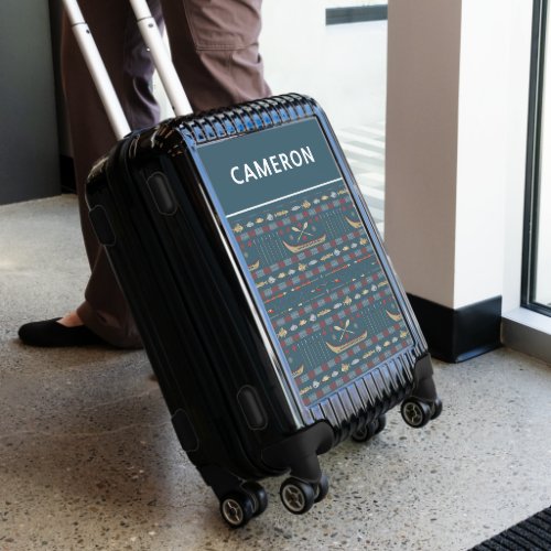 Ethnic Fishing Pattern  Add Your Name Luggage