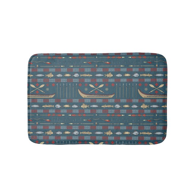 Ethnic Fishing Pattern Bath Mat (Front)