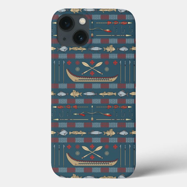 Ethnic Fishing Pattern Case-Mate iPhone Case (Back)