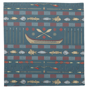 Ethnic Fishing Pattern Cloth Napkin