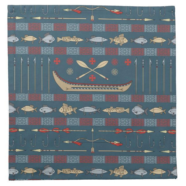 Ethnic Fishing Pattern Cloth Napkin (Front)