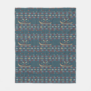 Ethnic Fishing Pattern Fleece Blanket