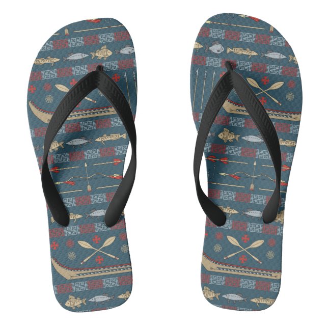 Ethnic Fishing Pattern Flip Flops (Footbed)