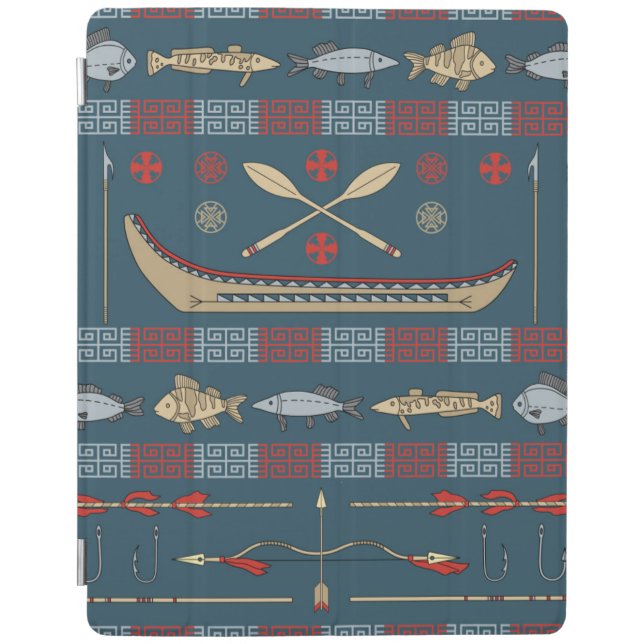 Ethnic Fishing Pattern iPad Smart Cover (Front)
