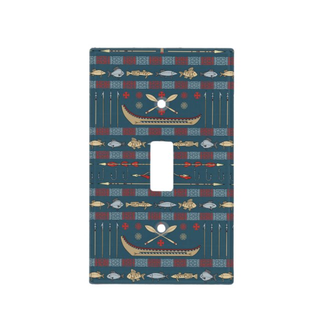 Ethnic Fishing Pattern Light Switch Cover (Front)