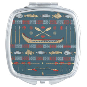 Ethnic Fishing Pattern Makeup Mirror