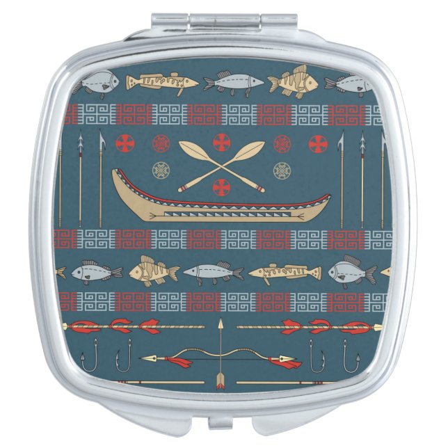Ethnic Fishing Pattern Makeup Mirror (Front)
