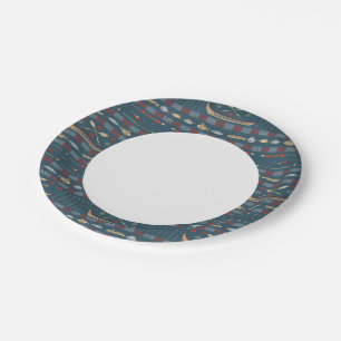 Ethnic Fishing Pattern Paper Plates