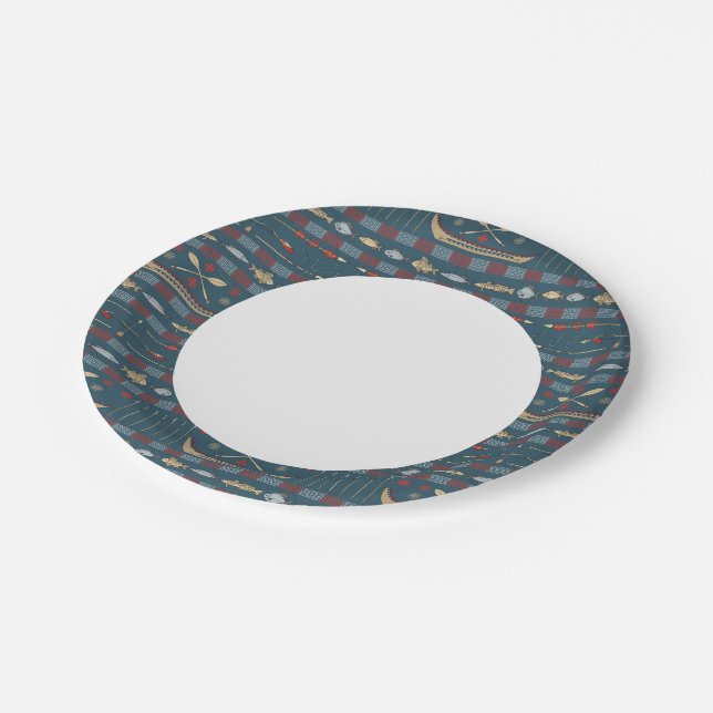Ethnic Fishing Pattern Paper Plates (Angled)
