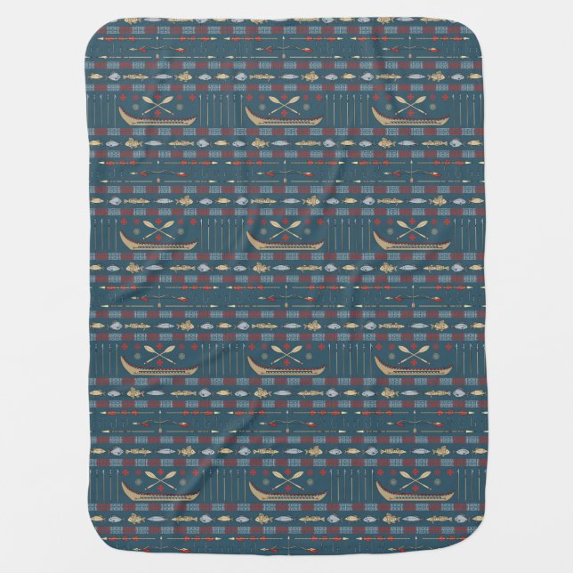Ethnic Fishing Pattern Stroller Blanket (Front)