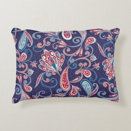 Ethnic Floral Abstract Oriental Seamless Accent Pillow