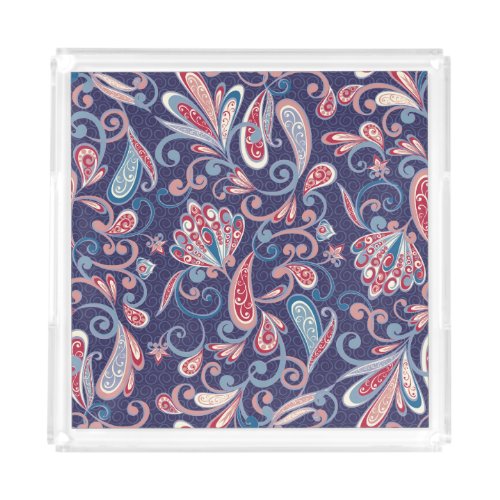 Ethnic Floral Abstract Oriental Seamless Acrylic Tray