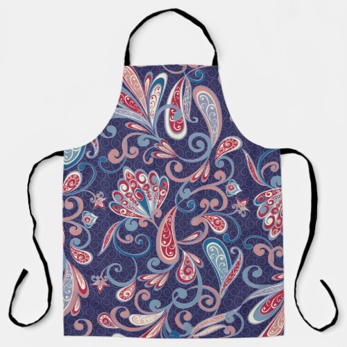 Ethnic Floral Abstract Oriental Seamless Apron