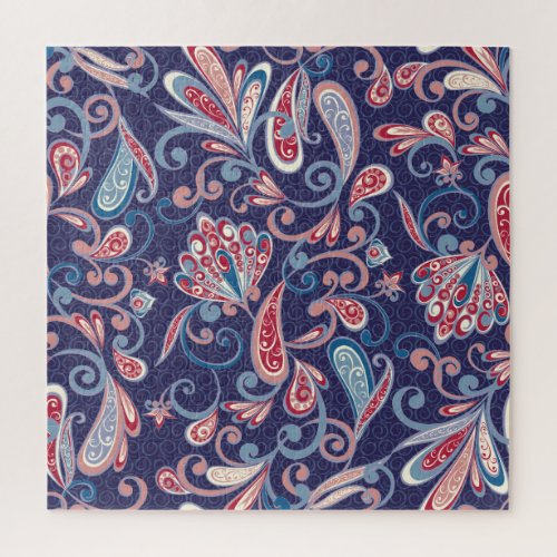 Ethnic Floral Abstract Oriental Seamless Jigsaw Puzzle