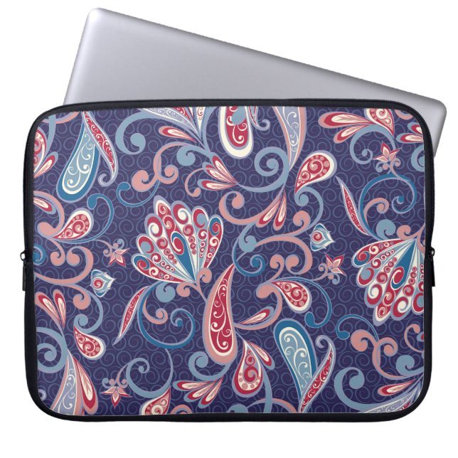Ethnic Floral: Abstract Oriental Seamless. Laptop Sleeve (Front)