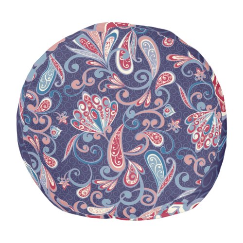 Ethnic Floral Abstract Oriental Seamless Pouf