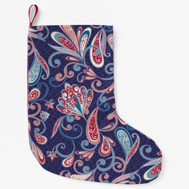 Ethnic Floral: Abstract Oriental Seamless. Small Christmas Stocking (Front)