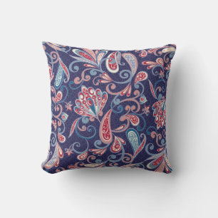 Ethnic Floral: Abstract Oriental Seamless. Throw Pillow