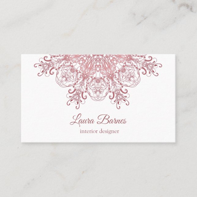 ethnic floral  coral mandala. business card (Front)