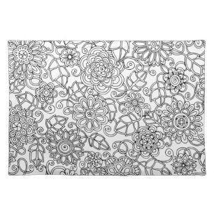 Ethnic Floral Doodle Cloth Placemat