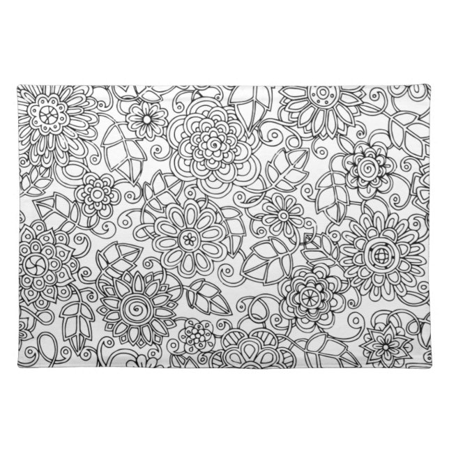 Ethnic Floral Doodle Cloth Placemat (Front)