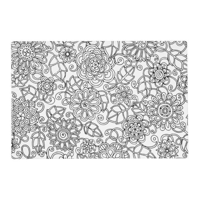 Ethnic Floral Doodle Placemat (Front)