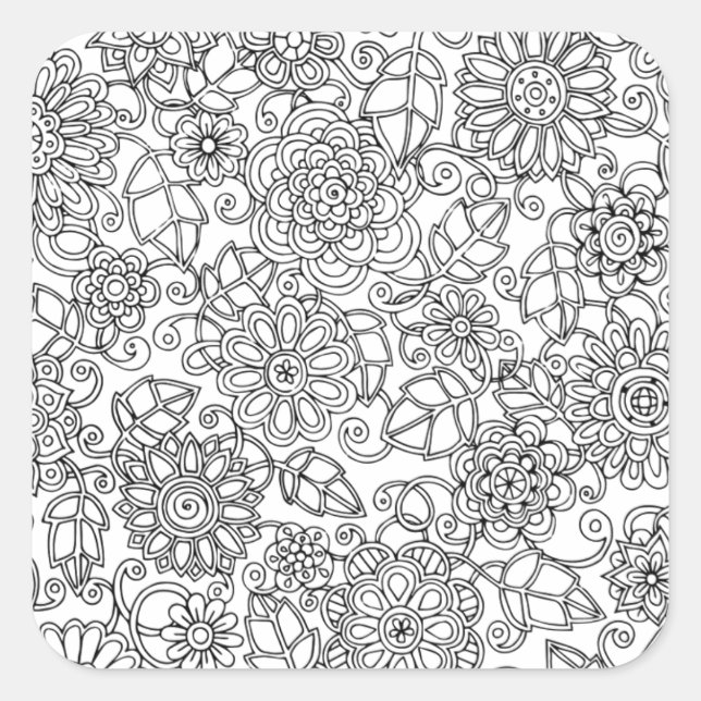 Ethnic Floral Doodle Square Sticker (Front)
