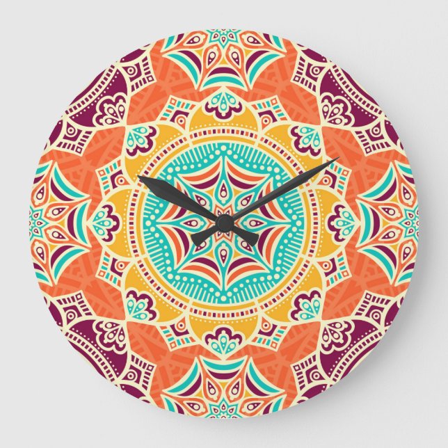 Ethnic Floral: Enchanting Seamless Design. Large Clock (Front)