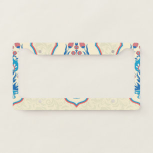 Ethnic Floral Fabric: Seamless Elegance License Plate Frame