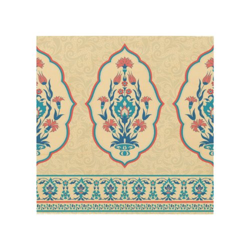 Ethnic Floral Fabric Seamless Elegance Wood Wall Art