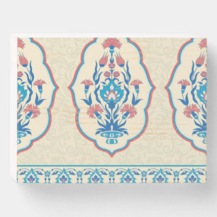 Ethnic Floral Fabric: Seamless Elegance Wooden Box Sign